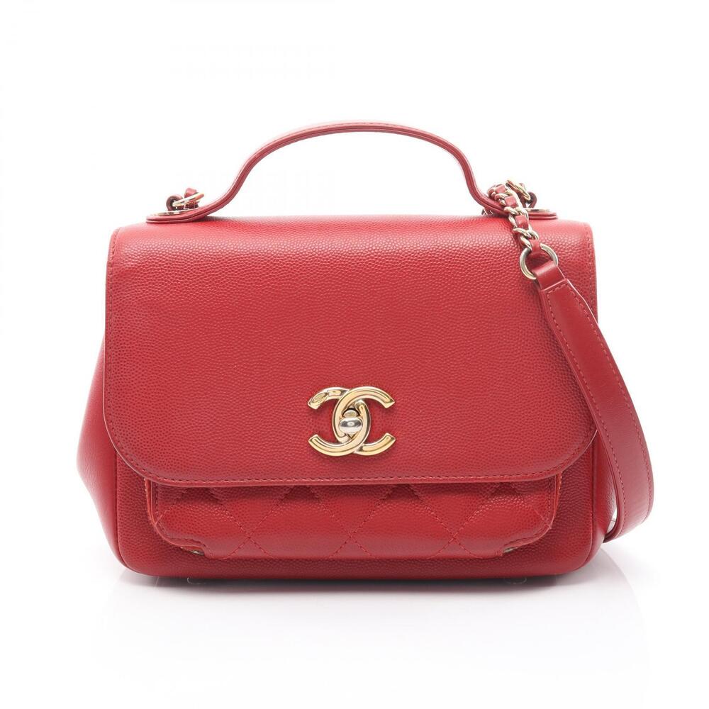 Chanel Business Affinity Matelasse Shoulder Bag Caviar Skin Grained Calfskin Red